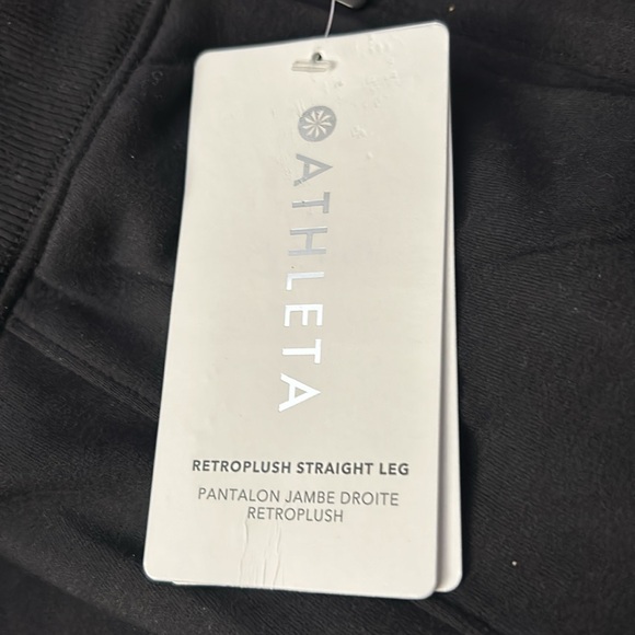 New Athleta Retroplush Straight Leg Pants Basic Black SZ Small - Picture 4 of 7